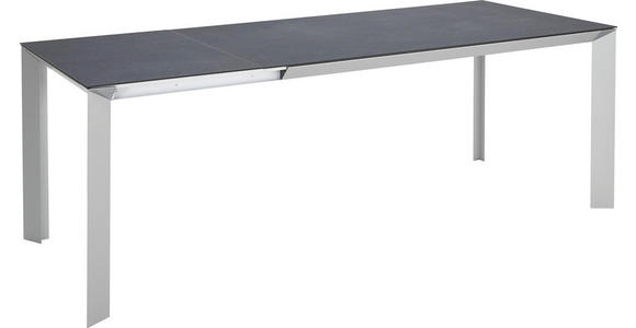 ESSTISCH rechteckig Alufarben, Schwarz - Alufarben/Schwarz, Design, Kunststoff/Metall (160(220)/90/76cm) - Novel