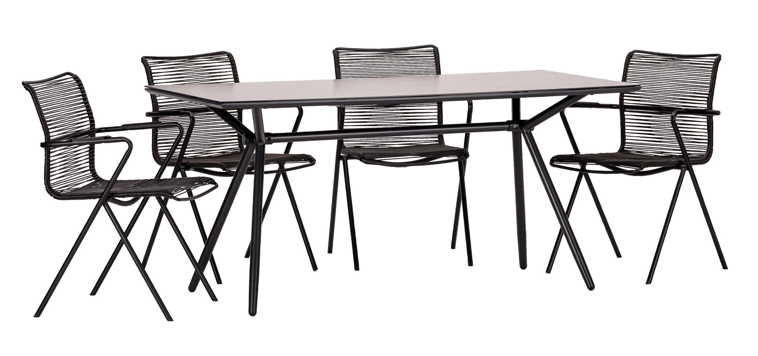 GARTENGARNITUR   - Taupe/Anthrazit, Basics, Glas/Kunststoff (80/75/160cm) - Acamp