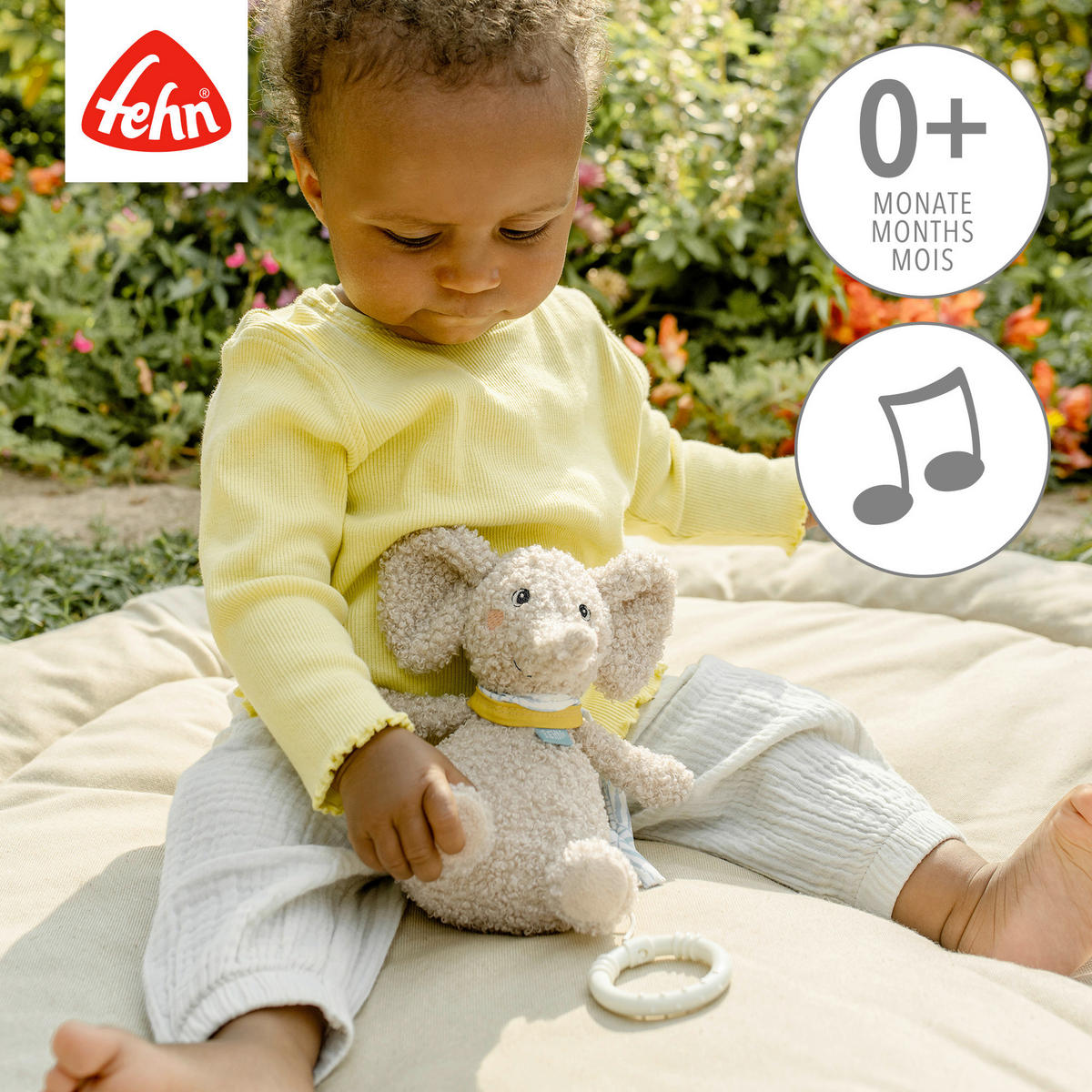 SPIELUHR Elefant Erik 19,5/14,5/9,3 cm  - Hellgrau, Basics, Textil (19,5/14,5/9,3cm) - Fehn