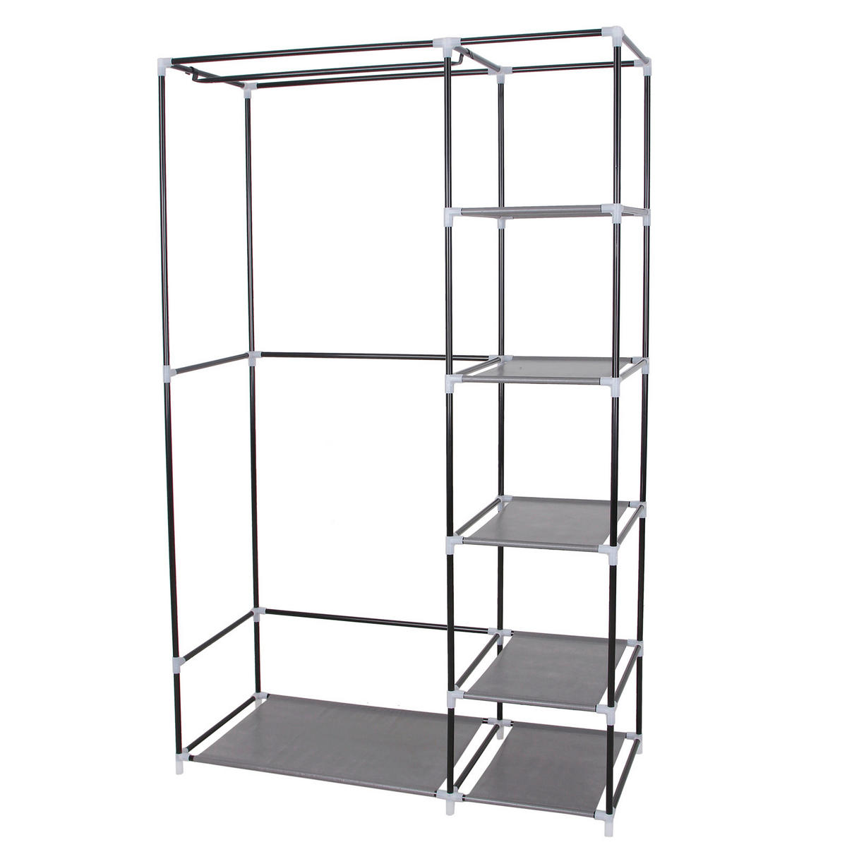 STOFFSCHRANK Grau  - Eschefarben/Grau, Basics, Kunststoff/Textil (110/175/45cm)