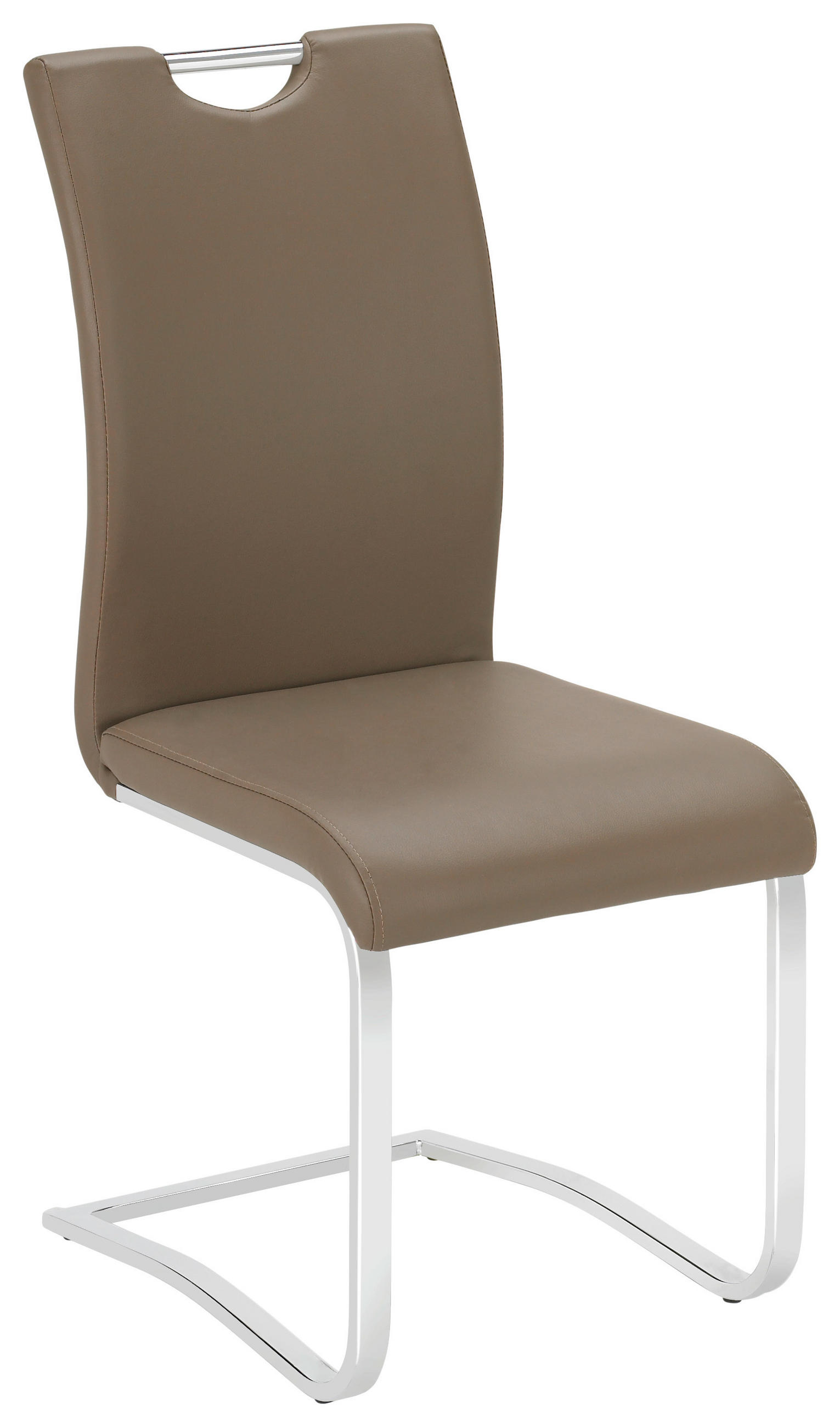 Schwingstuhl in Metall, Textil Braun, Chromfarben