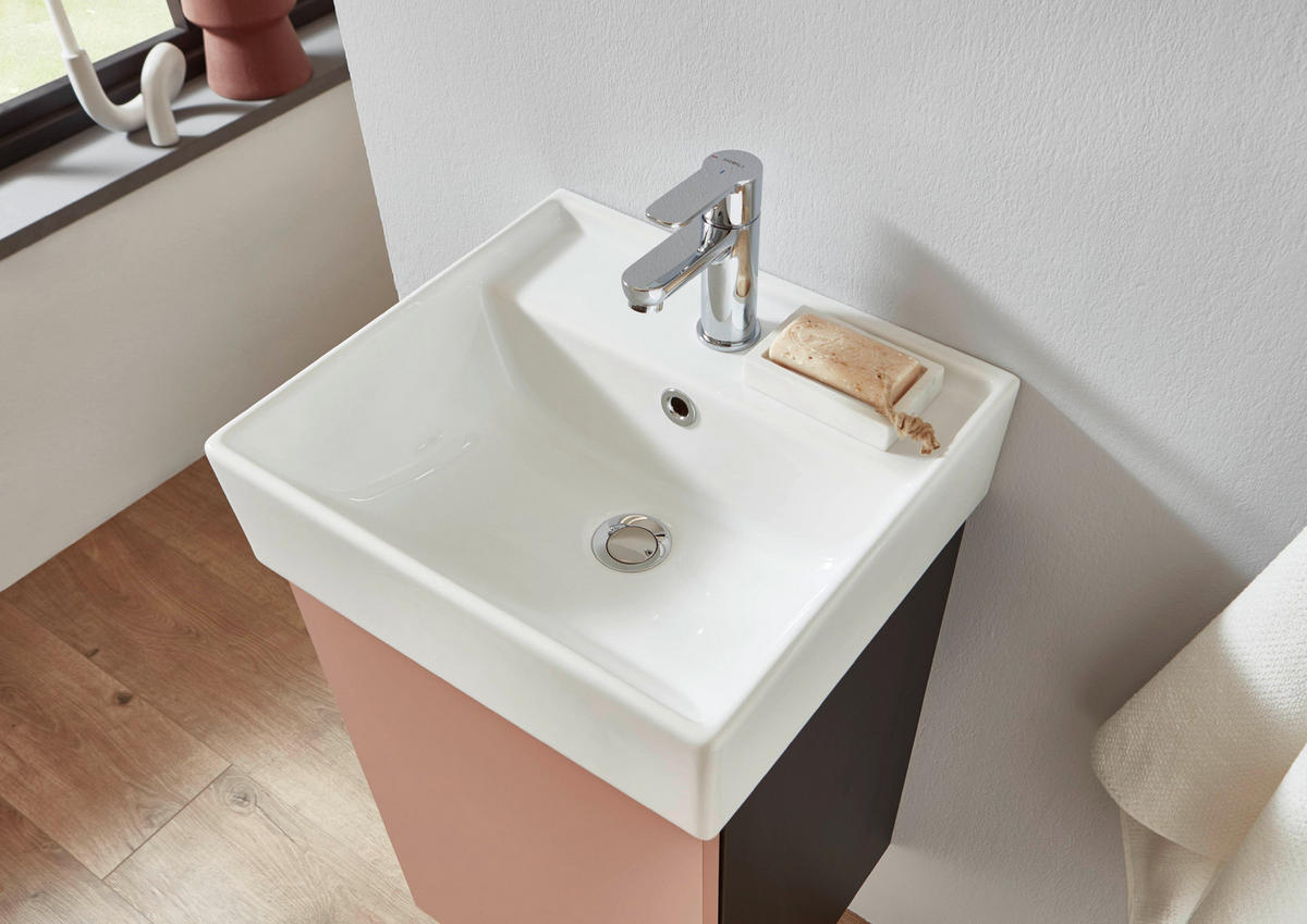 GÄSTEBAD 60 cm  - Koralle/Schwarz, MODERN, Keramik/Holzwerkstoff (60cm) - Celina Home