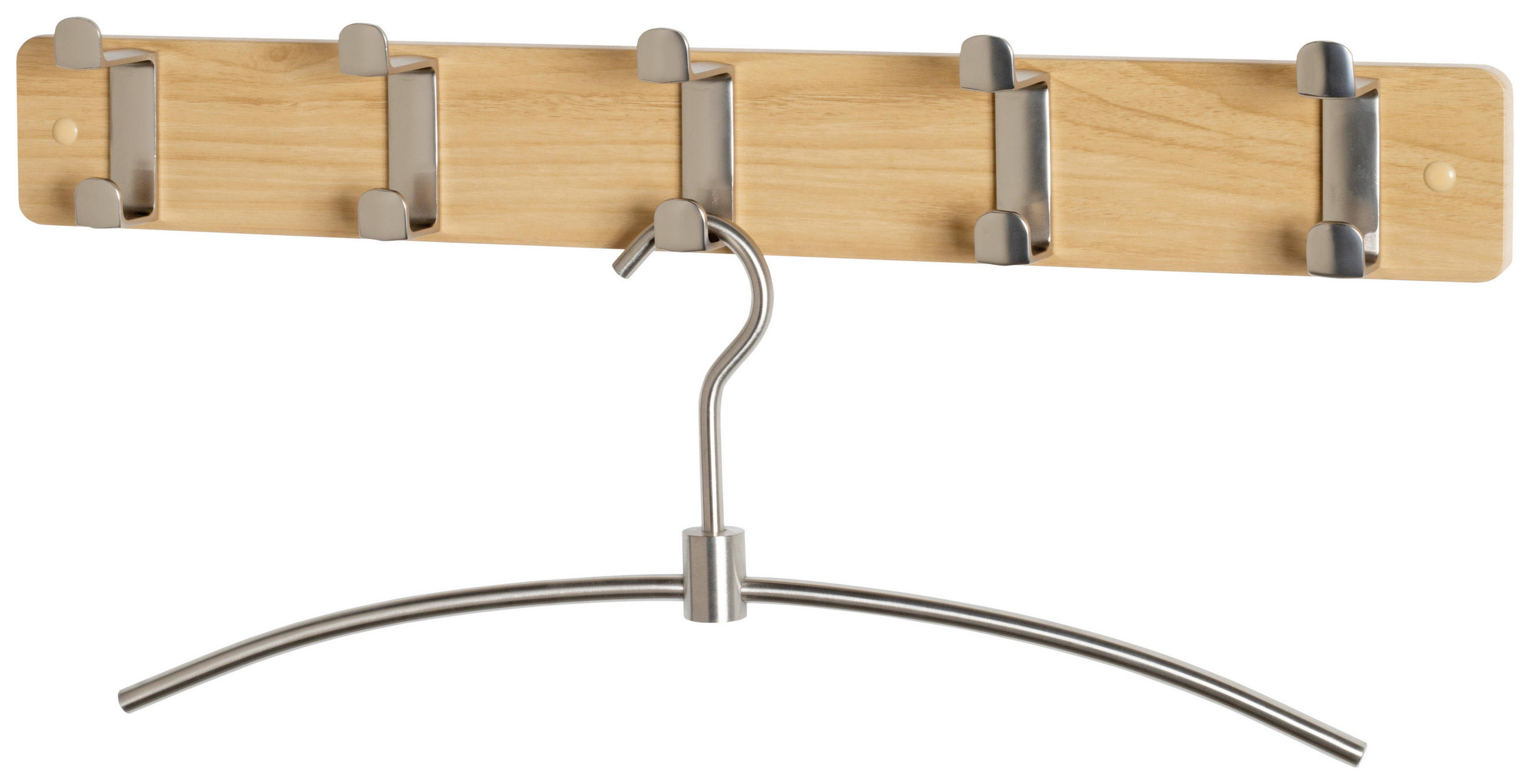 HAKENLEISTE  in Eichefarben, Edelstahlfarben  - Edelstahlfarben/Eichefarben, MODERN, Holzwerkstoff/Metall (55/7/6cm)