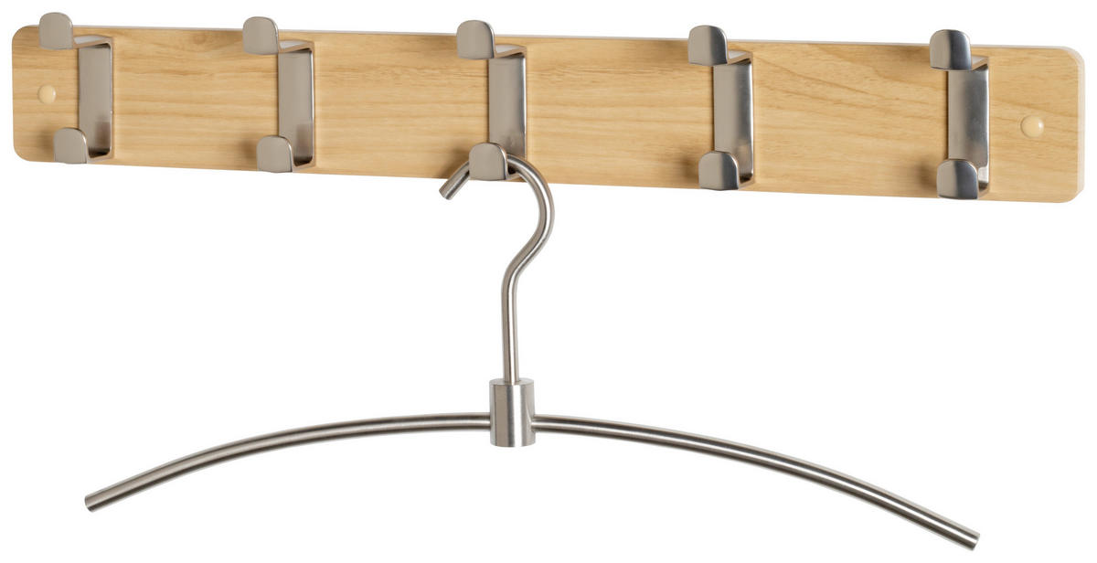 HAKENLEISTE  in Eichefarben, Edelstahlfarben  - Edelstahlfarben/Eichefarben, MODERN, Holzwerkstoff/Metall (55/7/6cm)