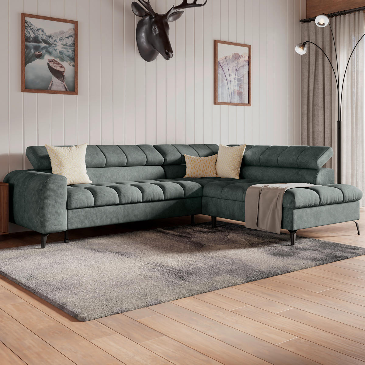 ECKSOFA in Grau  - Schwarz/Grau, Trend, Kunststoff/Textil (261/203cm) - Livetastic