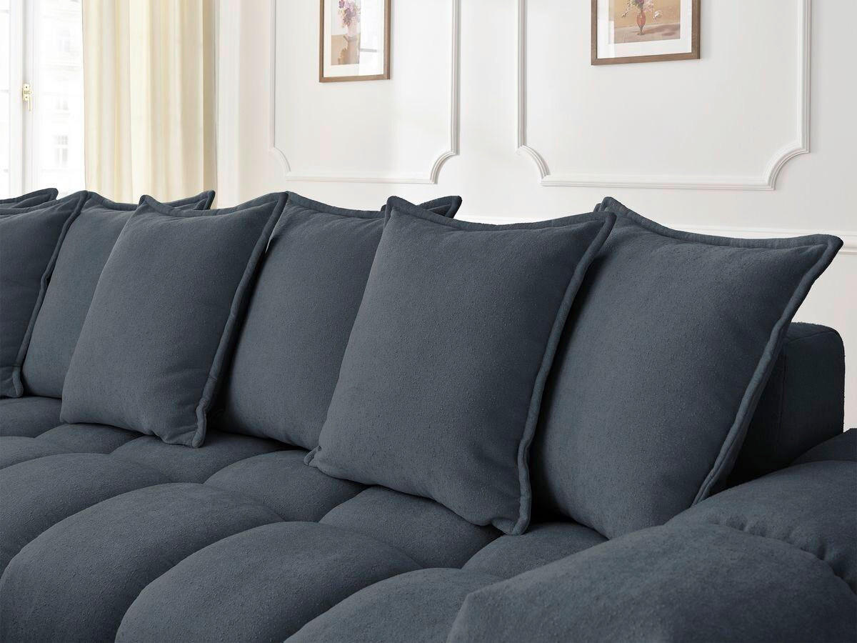 ECKSOFA Ottomane links  EVEREST Dunkelblau Struktur  - Schwarz/Dunkelblau, MODERN, Kunststoff/Textil (352/210cm)