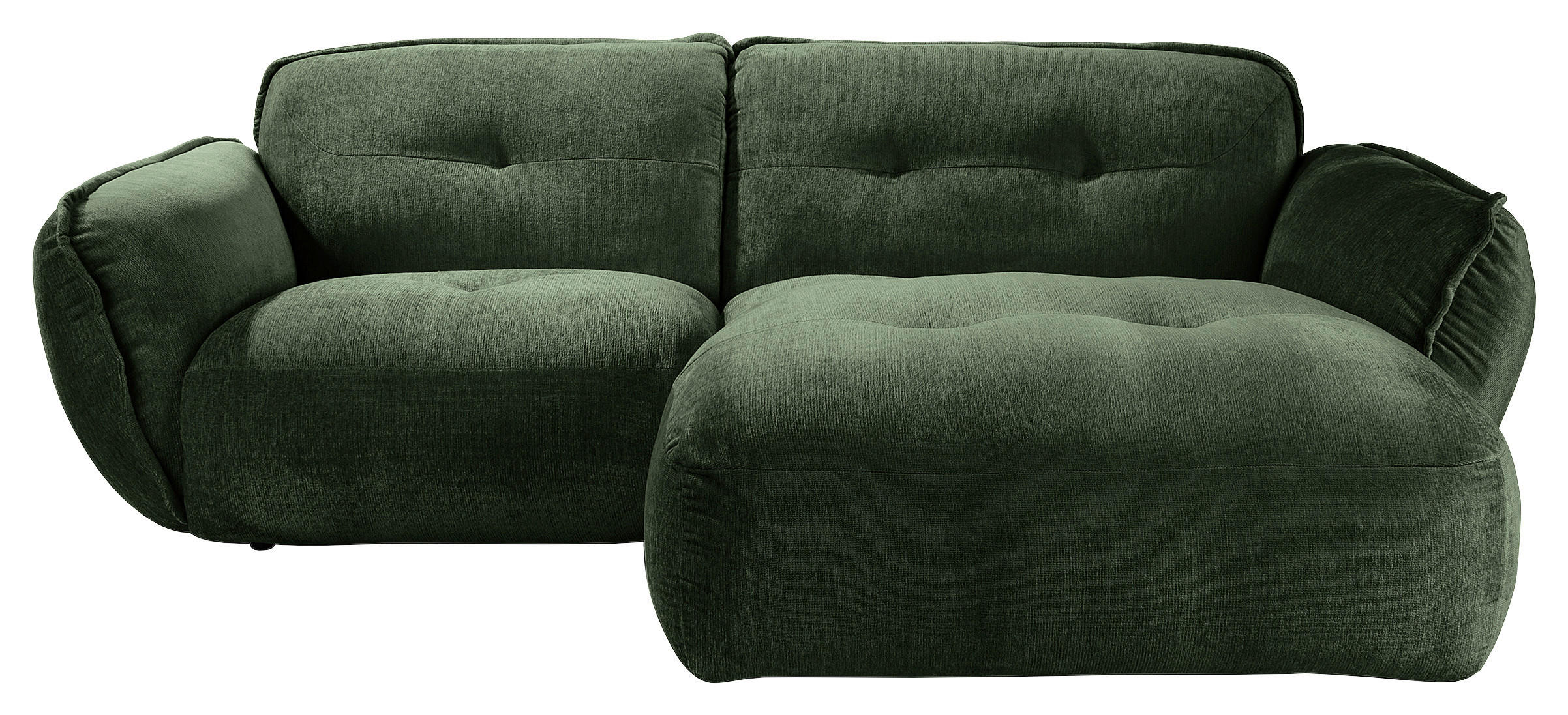 ECKSOFA BE FLUFFY Dunkelgrün Chenille  - Dunkelgrün/Schwarz, MODERN, Kunststoff/Textil (269/184cm) - Trendmanufaktur
