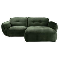 ECKSOFA BE FLUFFY Dunkelgrün Chenille  - Dunkelgrün/Schwarz, MODERN, Kunststoff/Textil (269/184cm) - Trendmanufaktur