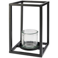 LJUSLYKTA - klar/svart, Trend, metall/glas (15/25/15cm)