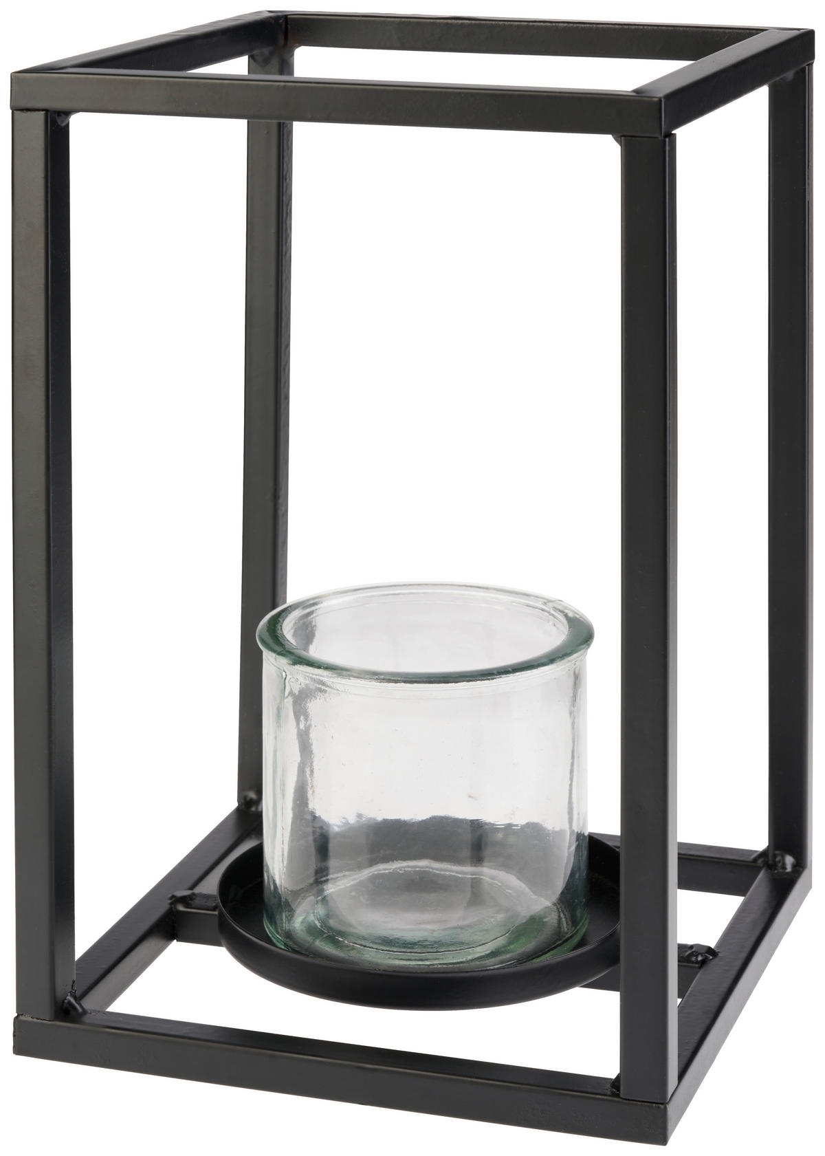 LJUSLYKTA - klar/svart, Trend, metall/glas (15/25/15cm)