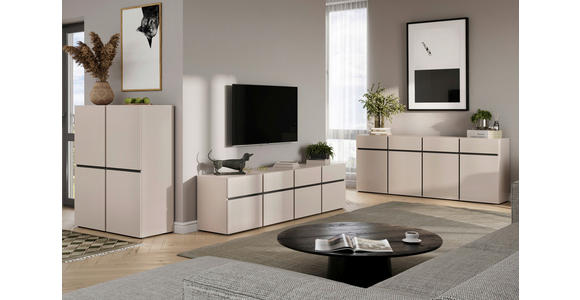 SIDEBOARD  200/79,6/39,8 cm 4 Schublade(n)  - Kaschmir/Schwarz, Design, Holzwerkstoff/Kunststoff (200/79,6/39,8cm) - Xora