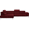 ECKSOFA in Chenille Rot, Bordeaux  - Chromfarben/Bordeaux, Design, Textil/Metall (222/323cm) - Beldomo Style