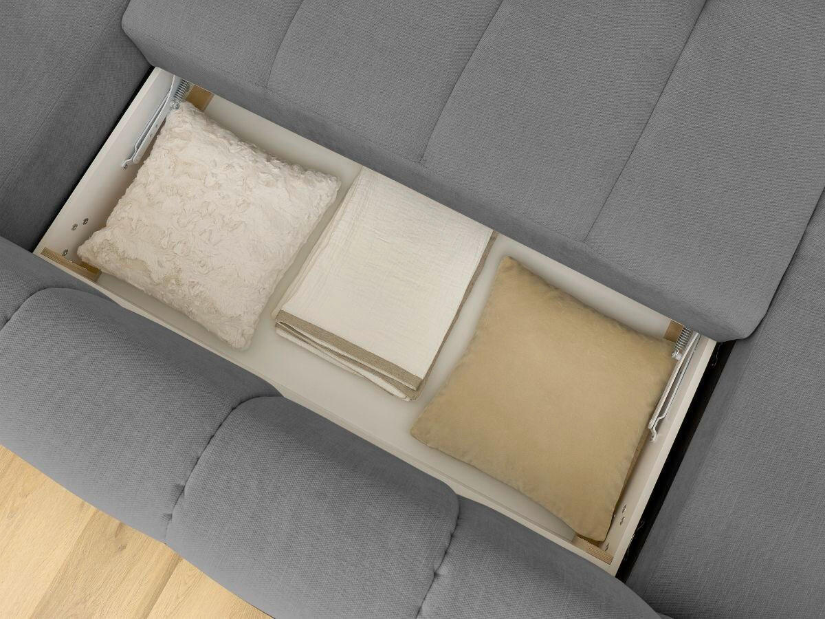 WOHNLANDSCHAFT  FUJI  Dunkelgrau Leinenoptik  - Dunkelgrau/Schwarz, MODERN, Kunststoff/Textil (160/377/204cm)