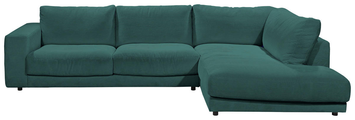 ECKSOFA in Cord Grün  - Schwarz/Grün, Design, Kunststoff/Textil (325/224cm) - Hom`in