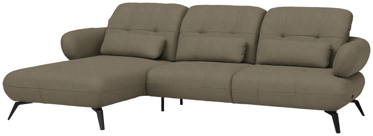 ECKSOFA Flachgewebe Braun  - Schwarz/Braun, Modern, Textil/Metall (180/282cm) - Novel