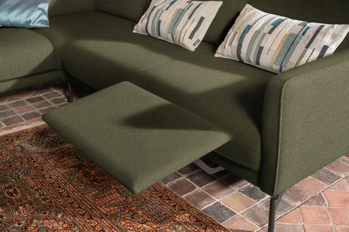 ECKSOFA in Flachgewebe, Struktur Olivgrün  - Anthrazit/Olivgrün, Design, Textil/Metall (230/254cm) - Johann Jakob