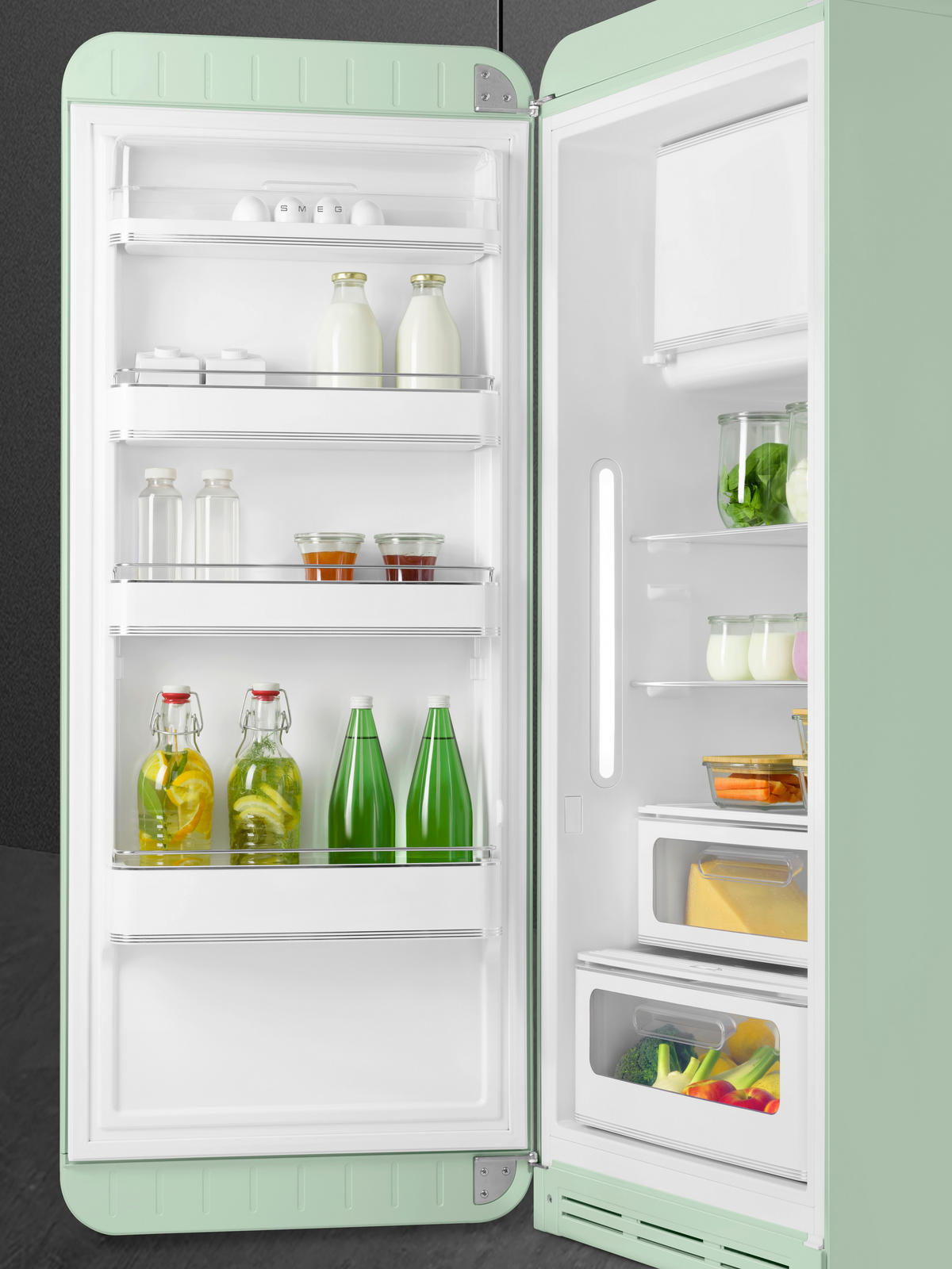 KÜHLSCHRANK 60/150/72,8 cm FAB28LPG6  - Pastellgrün, Basics, Glas/Metall (60/150/72,8cm) - SMEG
