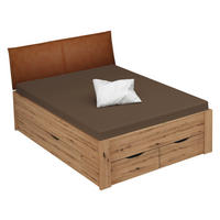 STAURAUMBETT 120/200 cm  in Eichefarben  - Eichefarben/Rostfarben, Design, Holzwerkstoff (120/200cm) - Xora