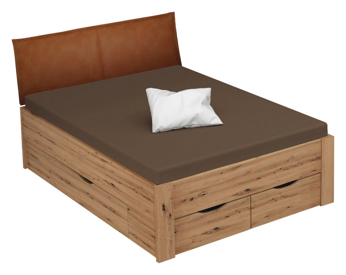 STAURAUMBETT 120/200 cm  in Eichefarben  - Eichefarben/Rostfarben, Design, Holzwerkstoff (120/200cm) - Xora