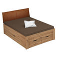 STAURAUMBETT 120/200 cm  in Eichefarben  - Eichefarben/Rostfarben, Design, Holzwerkstoff/Textil (120/200cm) - Xora
