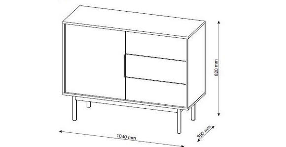 KOMMODE Viva in 104/82/39 cm - Goldfarben/Schwarz, Design, Holzwerkstoff/Metall (104/82/39cm) - Xora