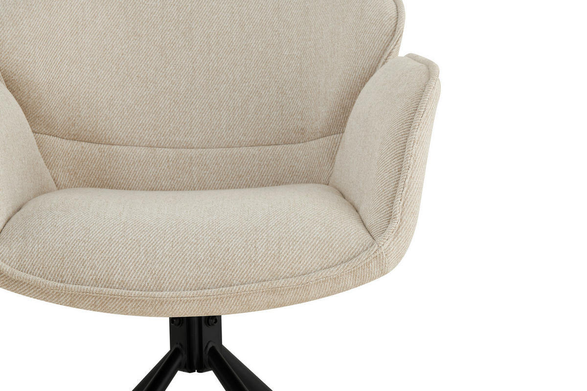 ARMLEHNSTUHL  in Eisen Flachgewebe  - Creme/Schwarz, MODERN, Textil/Metall (45/90/65cm) - Livetastic