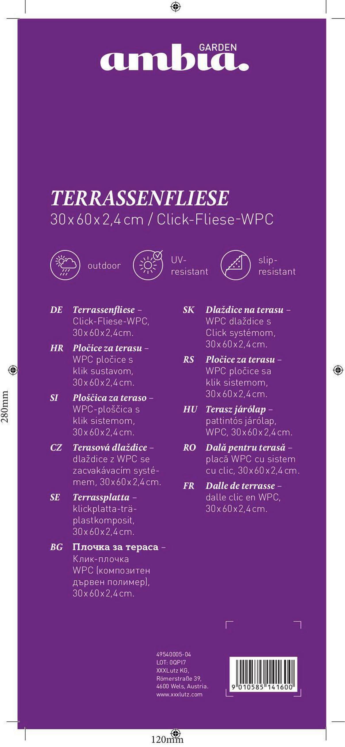 Terrassenfliese 6er Set  - Basics (60/30/2,4cm) - Ambia Garden