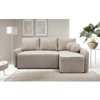 ECKSOFA in Struktur, Bouclé Taupe  - Taupe/Schwarz, Design, Kunststoff/Textil (209/143cm) - MID.YOU