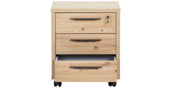 ROLLCONTAINER Eiche Artisan - Anthrazit/Eiche Artisan, Design, Holzwerkstoff/Kunststoff (52/61/44cm) - Carryhome