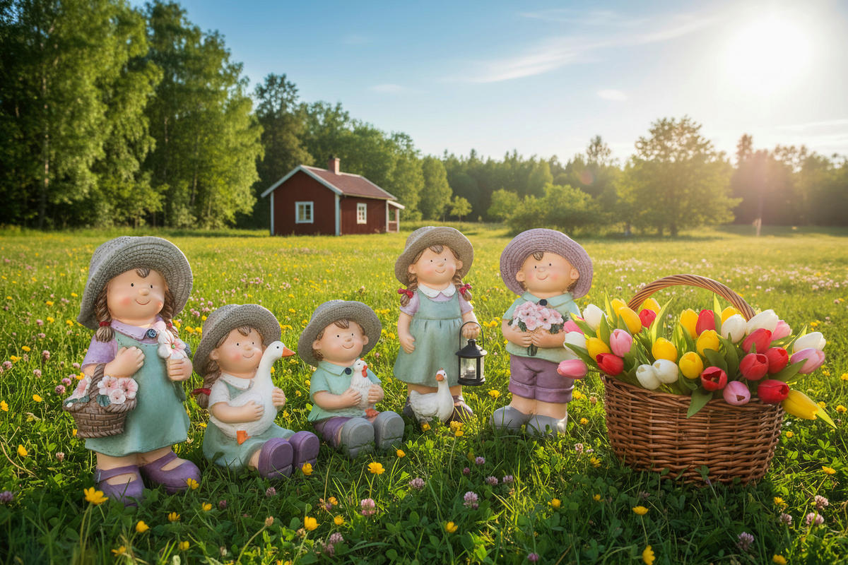 UKRASNA FIGURICA DETE - lila/zelena, Lajfstajl, kamen/metal (20,5/40,5/18,5cm)