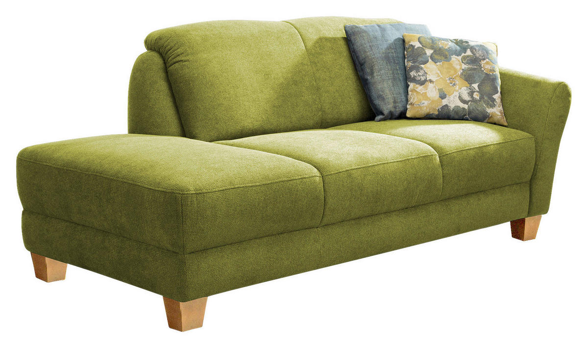 RÉCAMIERE in Flachgewebe Grün  - Naturfarben/Grün, Konventionell, Holz/Textil (194/84/91cm) - Sit & More