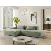 ECKSOFA Cord Mintgrün  - Schwarz/Mintgrün, Konventionell, Holzwerkstoff/Kunststoff (294/165cm) - Livetastic