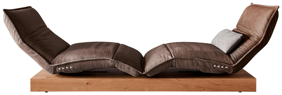 2-SITZER-SOFA Braun, Nussbaumfarben Echtleder  - Nussbaumfarben/Schwarz, Natur, Leder/Holz (240/63/115cm) - Koinor