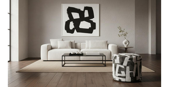 HOCKER Jacquard Weiß, Dunkelgrau  - Dunkelgrau/Weiß, LIFESTYLE, Textil (45/40/45cm) - Xora