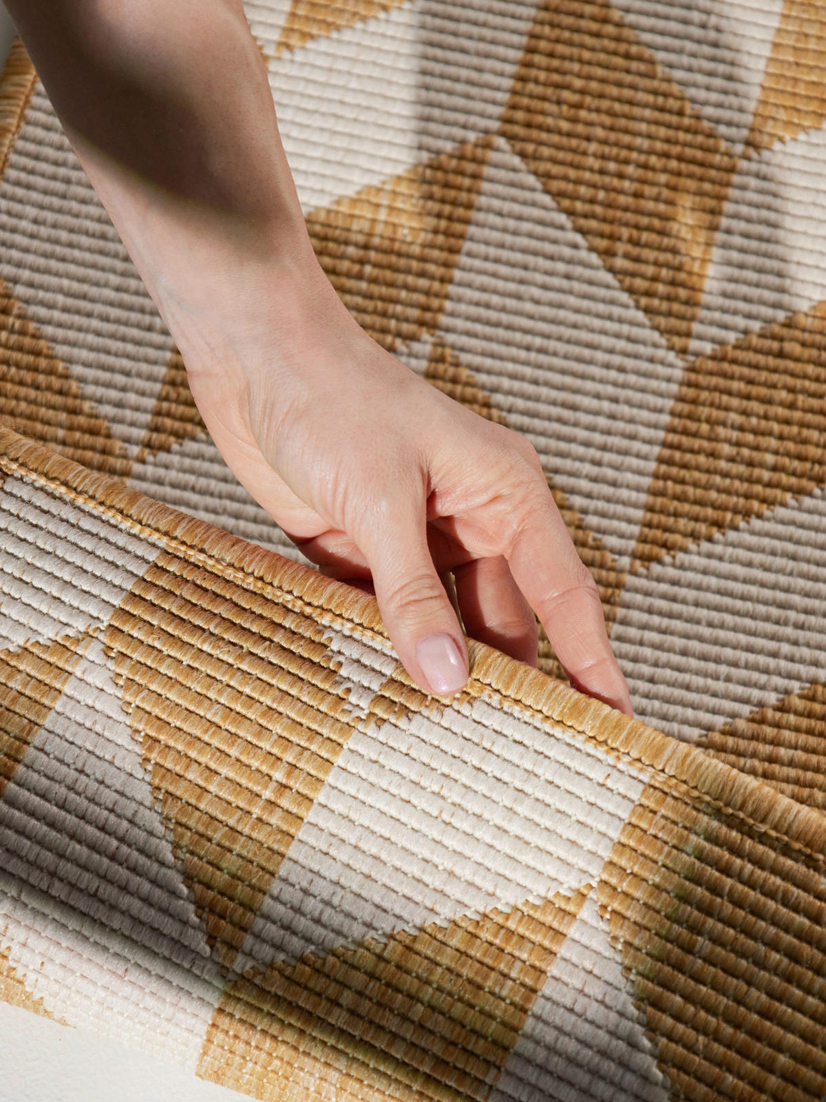 FLACHWEBETEPPICH 80/200 cm Haringey Weiß, Dunkelgelb  - Dunkelgelb/Weiß, Design, Kunststoff (80/200cm)