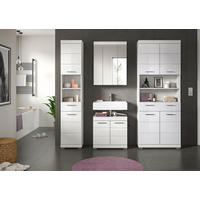 BADEZIMMER 4-teilig  in 171 cm  - Weiß Hochglanz/Silberfarben, MODERN, Glas/Holzwerkstoff (171cm) - MID.YOU