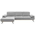 ECKSOFA in Mikrofaser Hellblau  - Beige/Schwarz, Natur, Holz/Textil (201/322cm) - Voleo