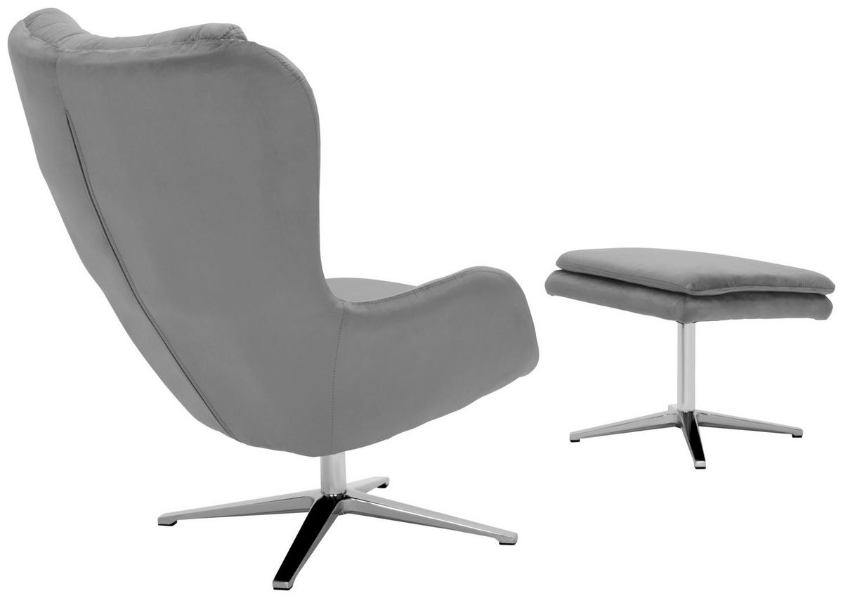 RELAXSESSEL Samt Hocker    - Grau, Design, Metall (73/102/84cm) - MID.YOU