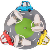 KINDERDECKENLEUCHTE Autos-3-fl 40/16 cm  - Blau/Gelb, Design, Holzwerkstoff/Kunststoff (40/16cm)