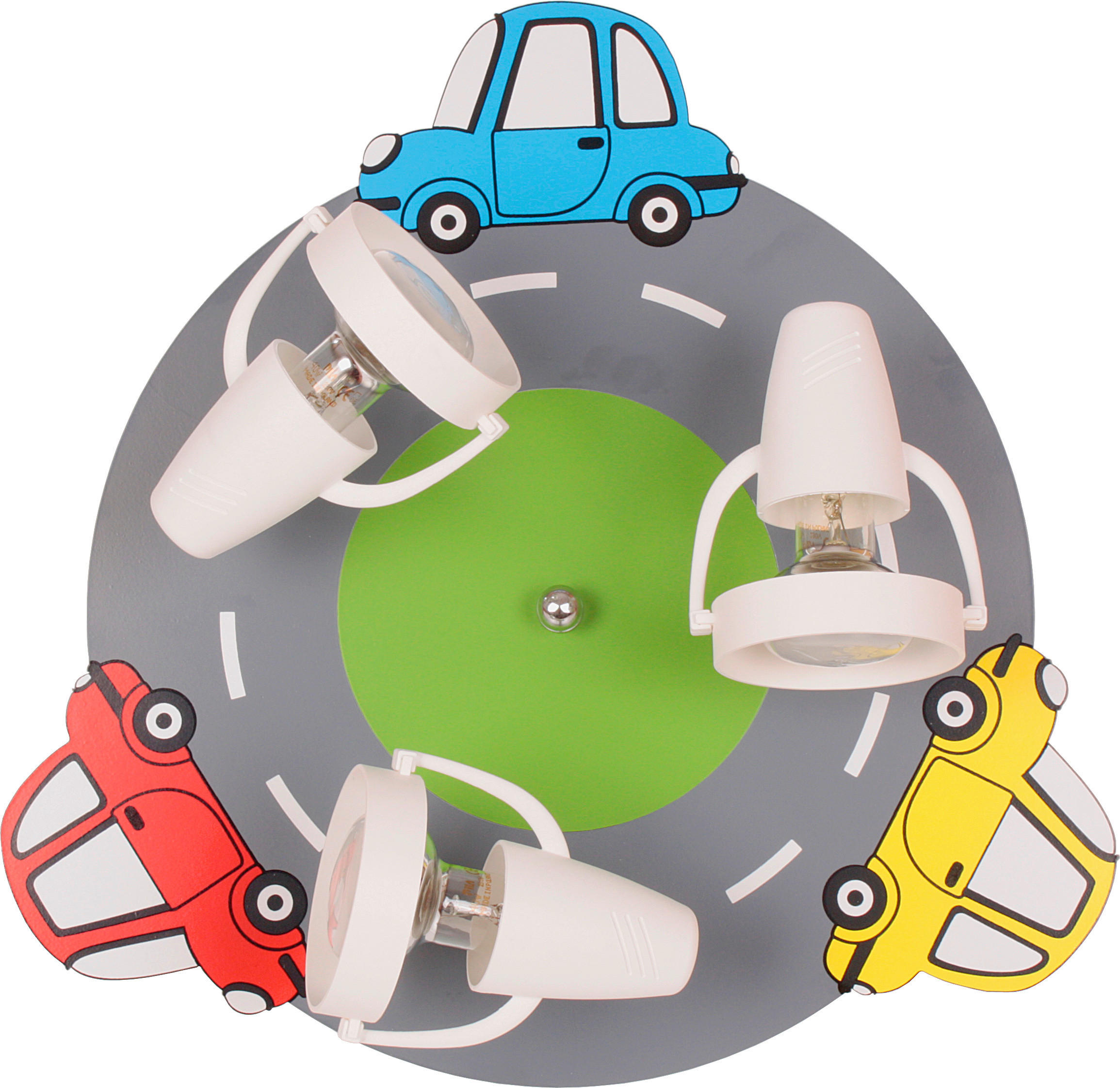 XXXLutz Kinderdeckenleuchte Autos-3-fl Blau, Gelb, Rot 16 cm