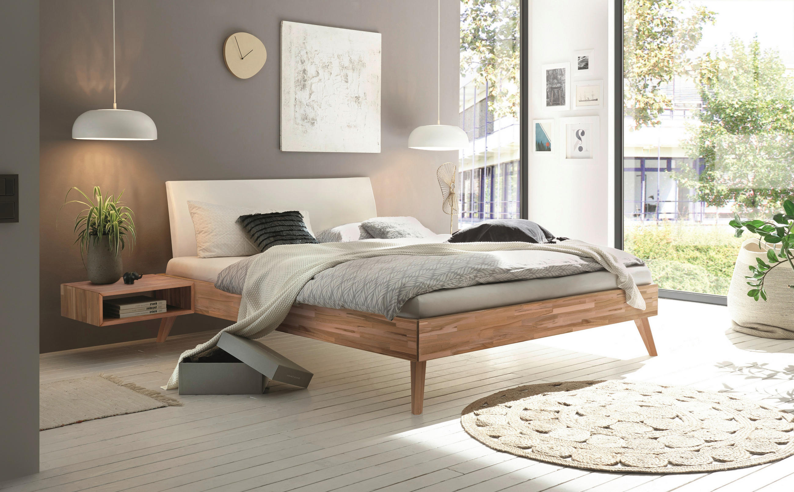 BETT 200/200 cm  in Kernbuche  - Buchefarben/Kernbuche, Design, Holz (200/200cm) - Hasena