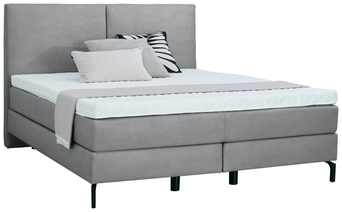 BOXSPRINGBETT 180/200 cm  in Grau  - Schwarz/Grau, KONVENTIONELL, Textil/Metall (180/200cm) - Dieter Knoll