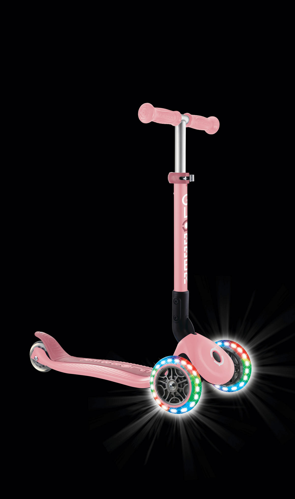 KINDERSCOOTER JUNIOR FOLDABLE LIGHTS  - Rosa, Basics, Kunststoff (56/28.6/68cm) - GLOBBER