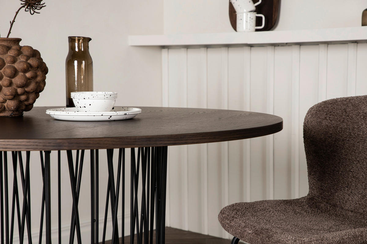 MATBORD i metall, trämaterial 120/120/74 cm   - svart/mörkbrun, Design, metall/trämaterial (120/120/74cm) - Livetastic