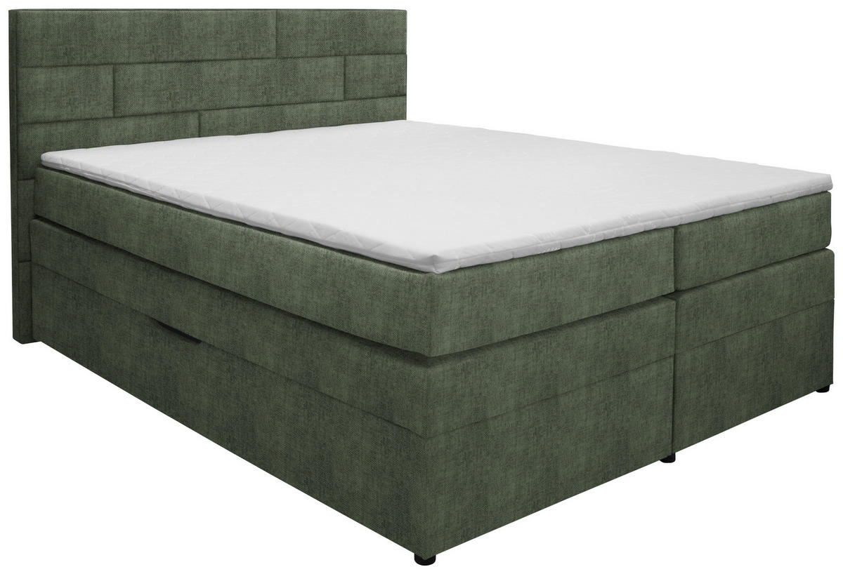 BOXSPRINGBETT 160/200 cm  in Olivgrün  - Wengefarben/Olivgrün, Konventionell, Holz/Textil (160/200cm) - Carryhome