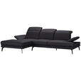 ECKSOFA in Echtleder Dunkelbraun  - Dunkelbraun/Schwarz, Design, Leder/Metall (184/288cm) - Novel