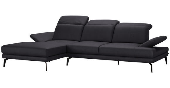 ECKSOFA in Echtleder Dunkelbraun  - Dunkelbraun/Schwarz, Design, Leder/Metall (184/288cm) - Novel