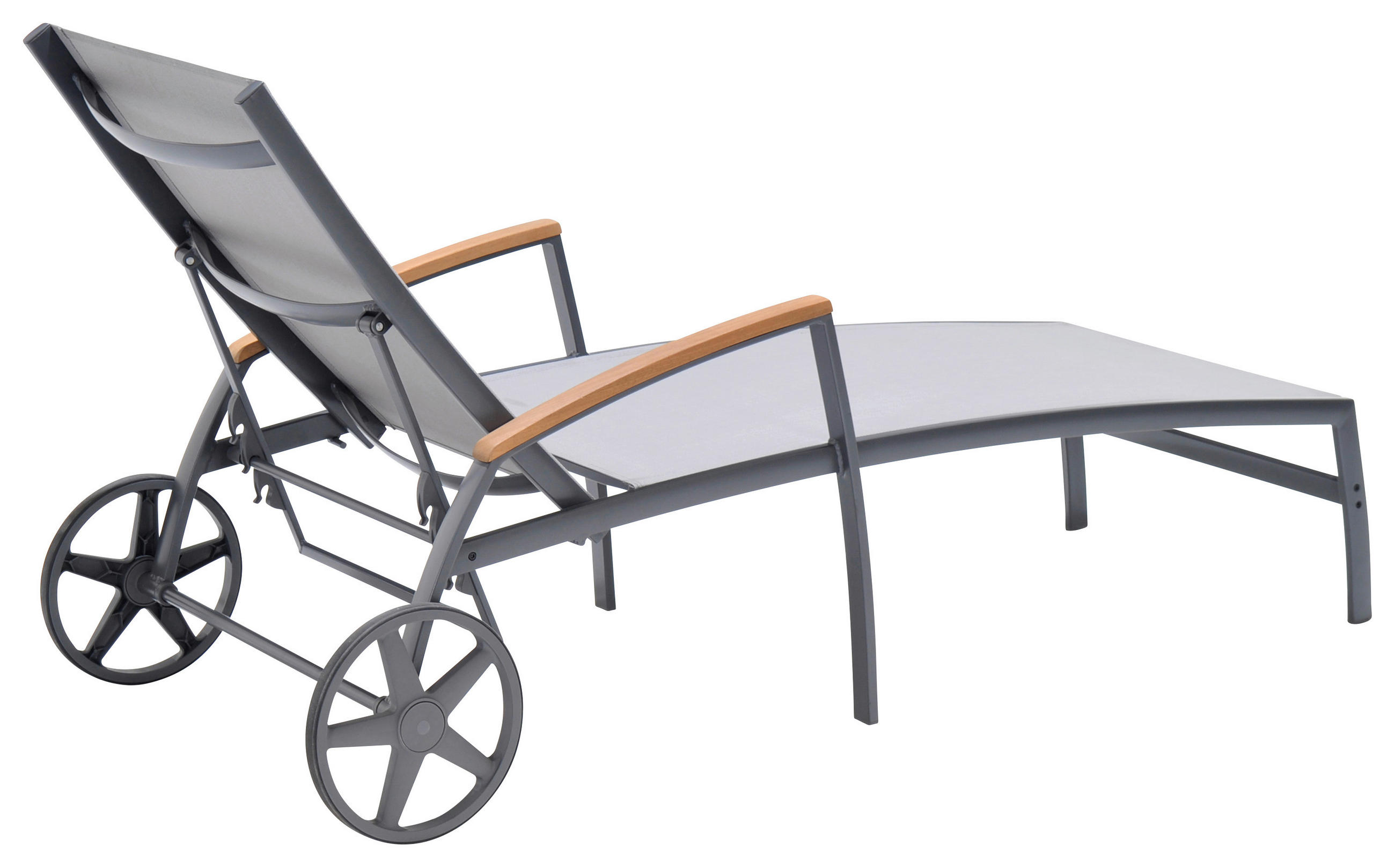 GARTENLIEGE 78/103/180 cm Eukalyptusholz  - Hellgrau/Grau, Design, Holz/Textil (78/103/180cm) - Ambia Garden