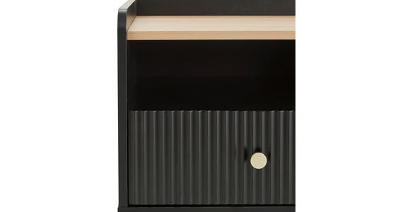 NACHTKÄSTCHEN in Schwarz, Eichefarben  - Eichefarben/Goldfarben, Design, Holzwerkstoff/Metall (50/54/40cm) - Xora
