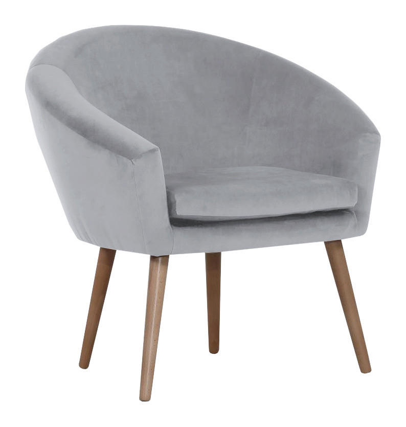 SESSEL in Samt Hellgrau  - Hellgrau/Naturfarben, Design, Holz/Textil (73/73/66cm) - Carryhome